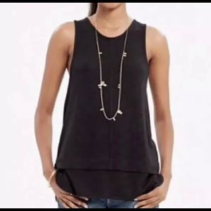 Madewell Tank Top Small Black keyhole back drapey fluid slub B2359 layered look